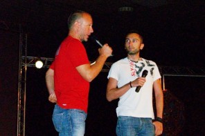 Daniel N. Casagrande sul palco del Padova Pride Village insieme al regista Stefano Tummolini per il Q&A seguito alla proiezione di "Un altro pianeta", vincitore del Queer Lion 2008