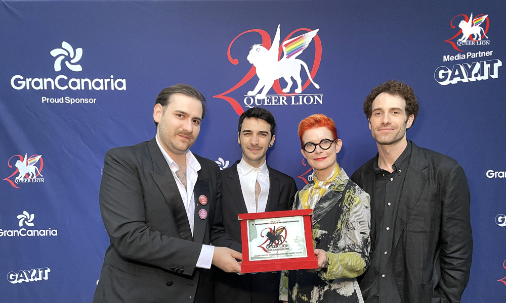 Queer Lion winners: Márcio Picoli and Victor Di Marco (London), Sandy Powell and Sebastien Rabas (Queer Edwrad II) [photo© Marco Visca Studio]