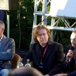 Queer Lion award ceremony: jury members Daniele Sartori and Ivan Stefanutti (president) with Daniel N. Casagrande