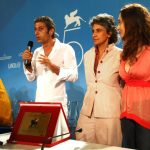 Chiara Francini, Anna Paola Concia, Antonio Merone at the Queer Lion ceremony