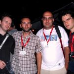 Gabriel Fleming, Daniel N. Casagrande, Massimo Benvegnù & Boyd van Hoeij (jury members) at the Queer Lion opening party