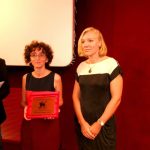September 7th, 2013. Alessandra Tieri, representing Lucky Red, receives the Queer Lion Award 2013 for "Philomena", directed by Stephen Frears. With QL director Daniel N. Casagrande, Sen. Josefa Idem